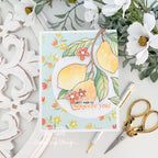 Simon Says Stamp Set of 2 Stencils Squeeze You 1154stc Every Happiness Tina Smith Feminine Floral Lemons Card