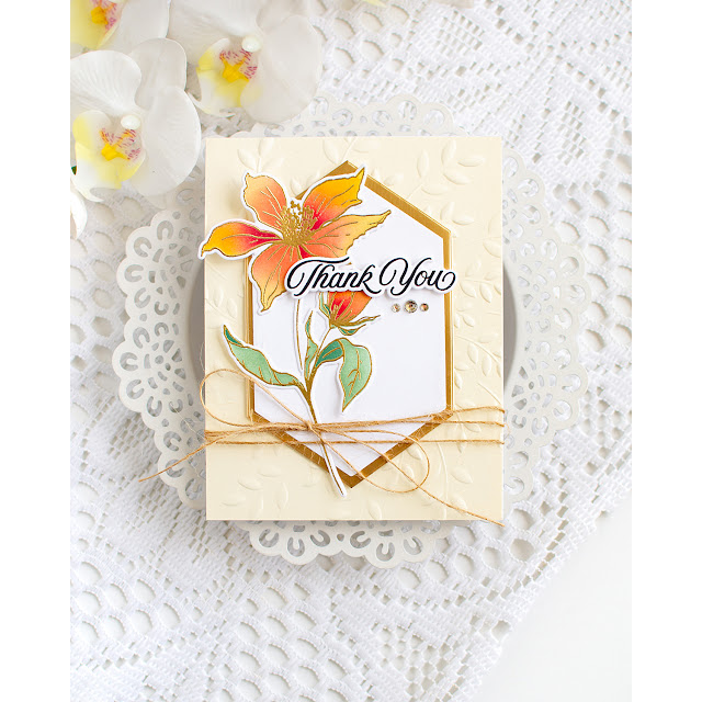 Simon Says Stamp Set of 2 Stencils Wild and Free Flowers 1152stc Always There Orange Flower Thank You Card Heather Hoffman | color-code:ALT02