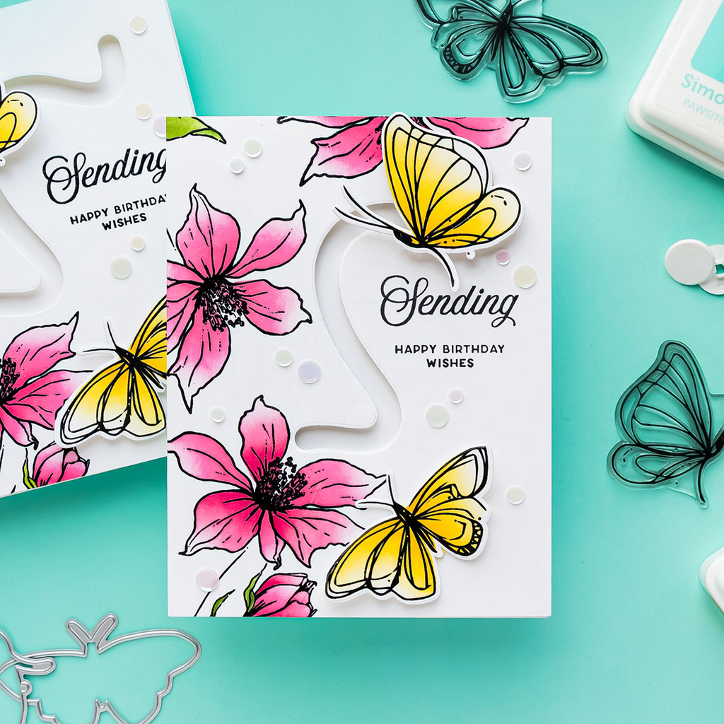 Simon Says Stamp Set of 2 Stencils Wild and Free Flowers 1152stc Always There Yana Smakula Fluttering Butterfly Card | color-code:ALT03