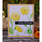 Simon Says Stamp Set of 3 Stencils Blooming Beauties 1141stc Always There Yellow Floral Birthday Card Lorraine Aquilina
