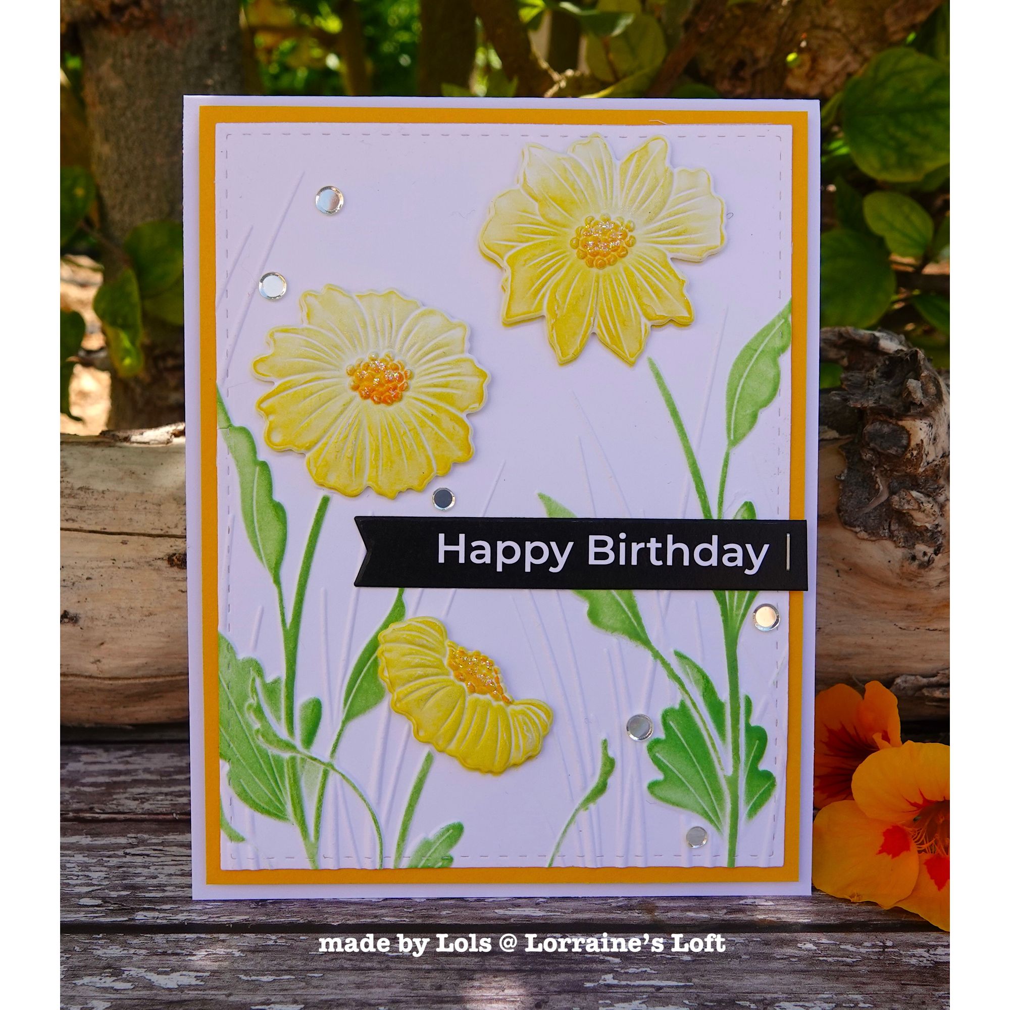 Simon Says Stamp Set of 3 Stencils Blooming Beauties 1141stc Always There Yellow Floral Birthday Card Lorraine Aquilina