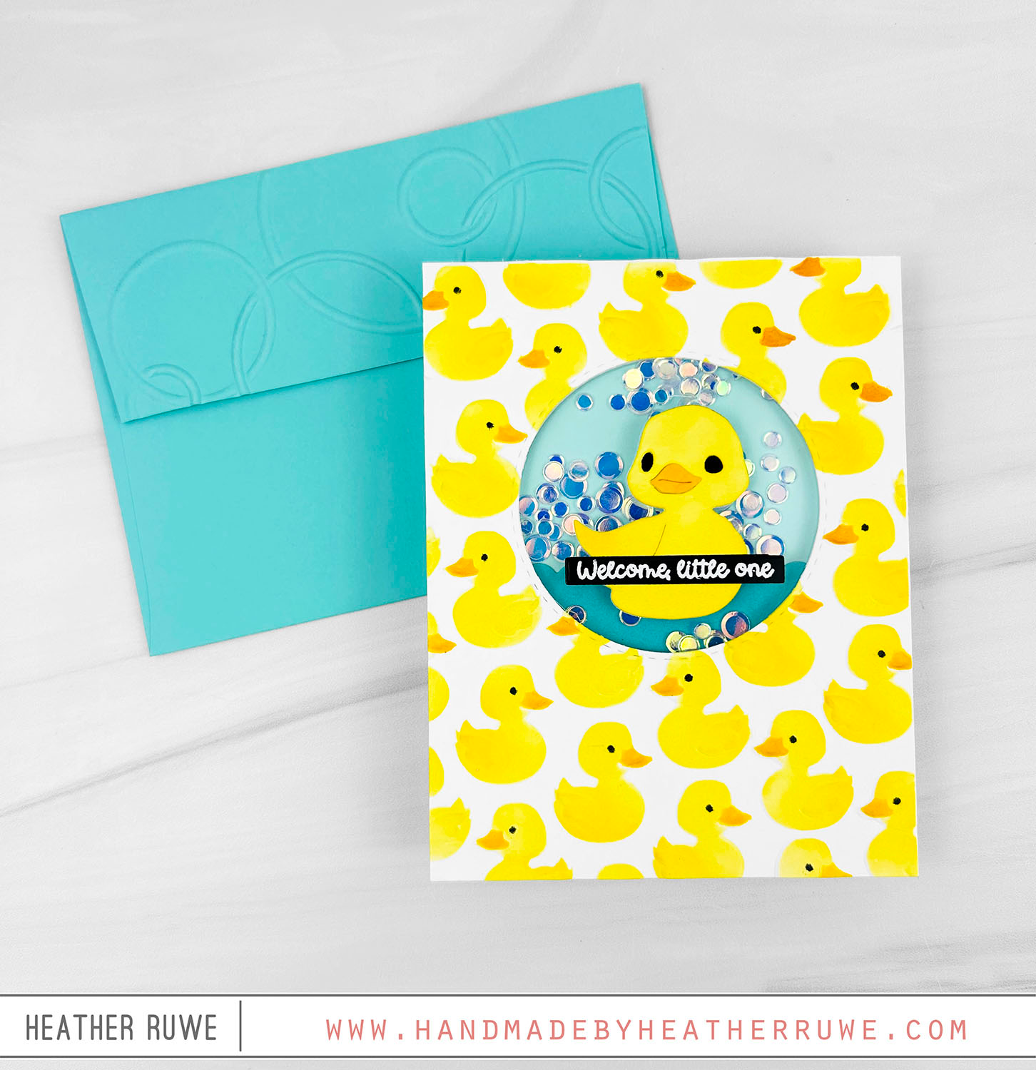 Simon Says Stamp Set of 3 Stencils Darling Duckies 1143stc Duck Shaker Baby  Card Heather Ruwe | color-code:ALT03