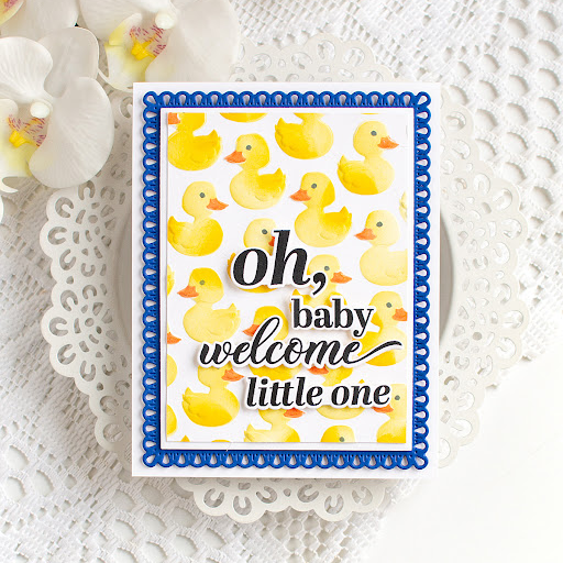 Simon Says Stamp Set of 3 Stencils Darling Duckies 1143stc Heather Hoffman Cute Baby Card | color-code:ALT05