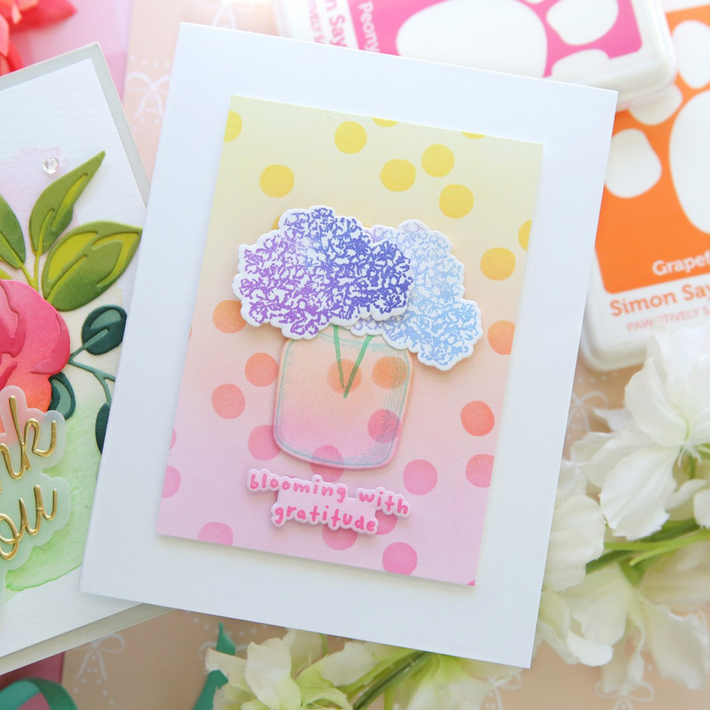 Simon Says Stamp Set of 3 Stencils Darling Patterns 1 1162st Laura Bassen Bright Blooming with Gratitude Card | color-code:ALT03
