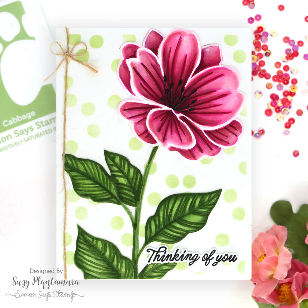 Simon Says Stamp Set of 3 Stencils Darling Patterns 1 1162st Suzy Plantamura Bold Pink Flower Thinking of You Card