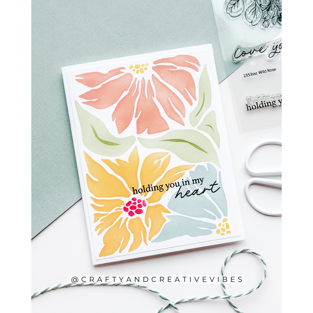 Simon Says Stamp Set of 3 Stencils Friendly Blossoms 1117stc In My Heart Holding You Card