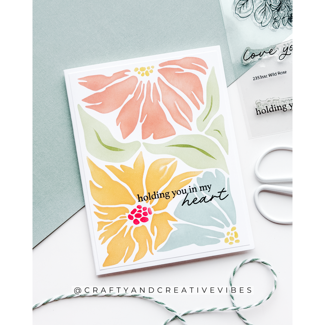 Simon Says Stamp Set of 3 Stencils Friendly Blossoms 1117stc In My Heart Holding You Card