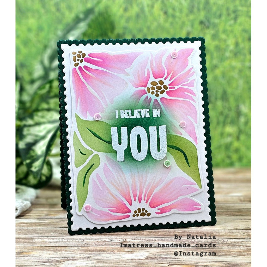 Simon Says Stamp Set of 3 Stencils Friendly Blossoms 1117stc In My Heart I Believe in You Card