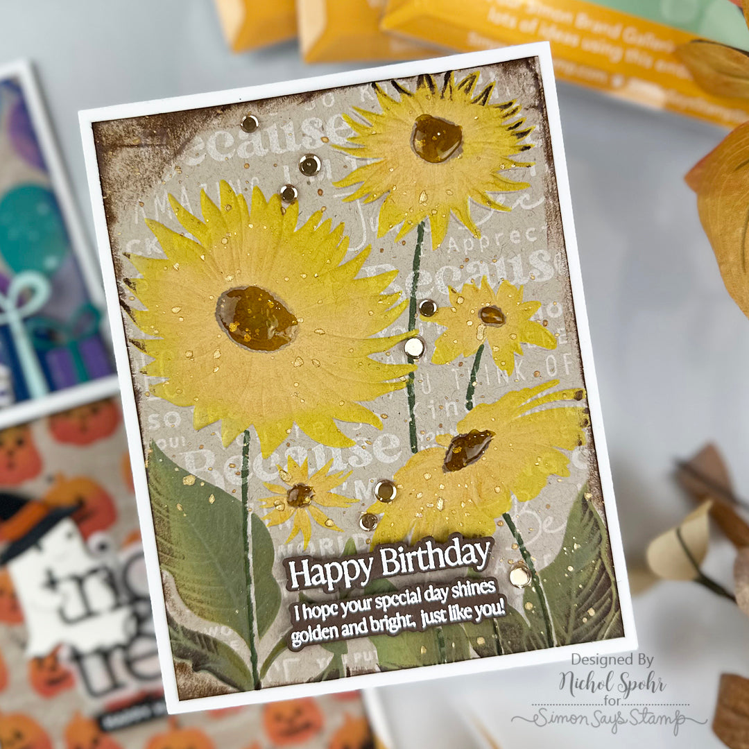 Simon Says Stamp Set of 3 Stencils Splendid Daisies 1167stc Nichol Spohr Layered Flowers Birthday Card | color-code:ALT03