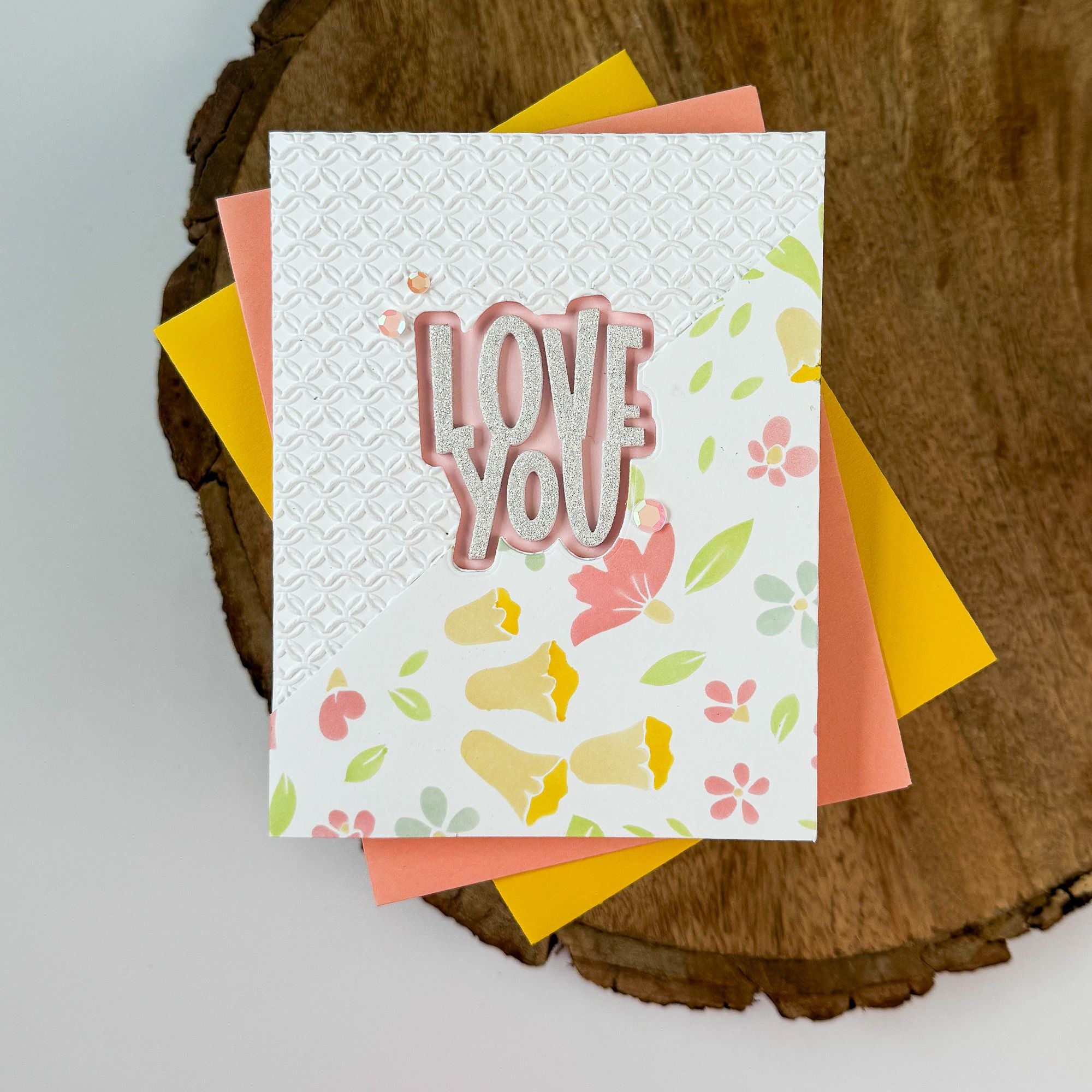 Simon Says Stamp Set of 4 Stencils Bellflower Blossoms 1148st Every Happiness Kristin Sluhan Sweet Love You Card
