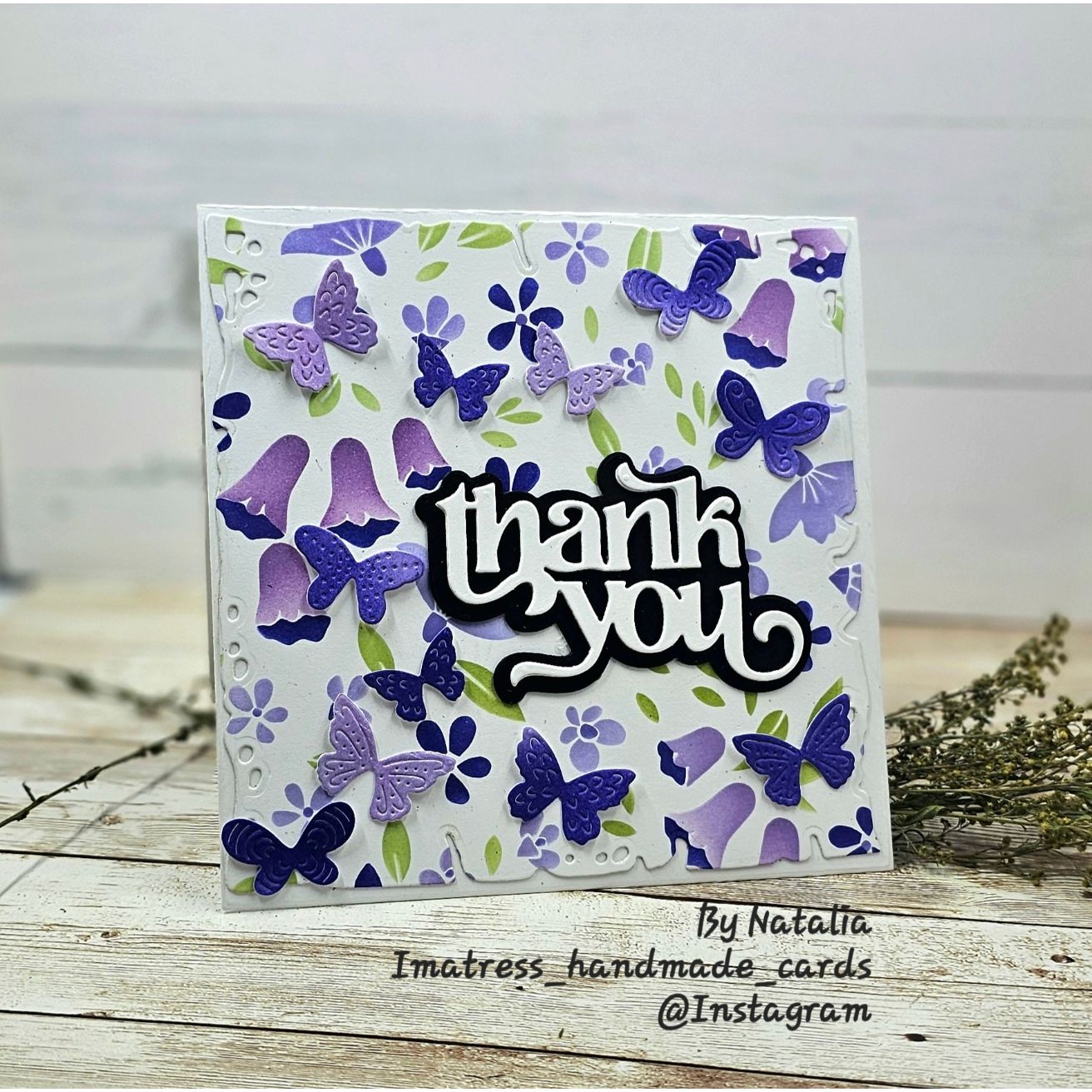 Simon Says Stamp Set of 4 Stencils Bellflower Blossoms 1148st Every Happiness Natalia Alton Butterfly Thank You Card