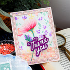 Simon Says Stamp Set of 4 Stencils Bellflower Blossoms 1148st Every Happiness Nina-Marie Trapani Floral Thank You Card