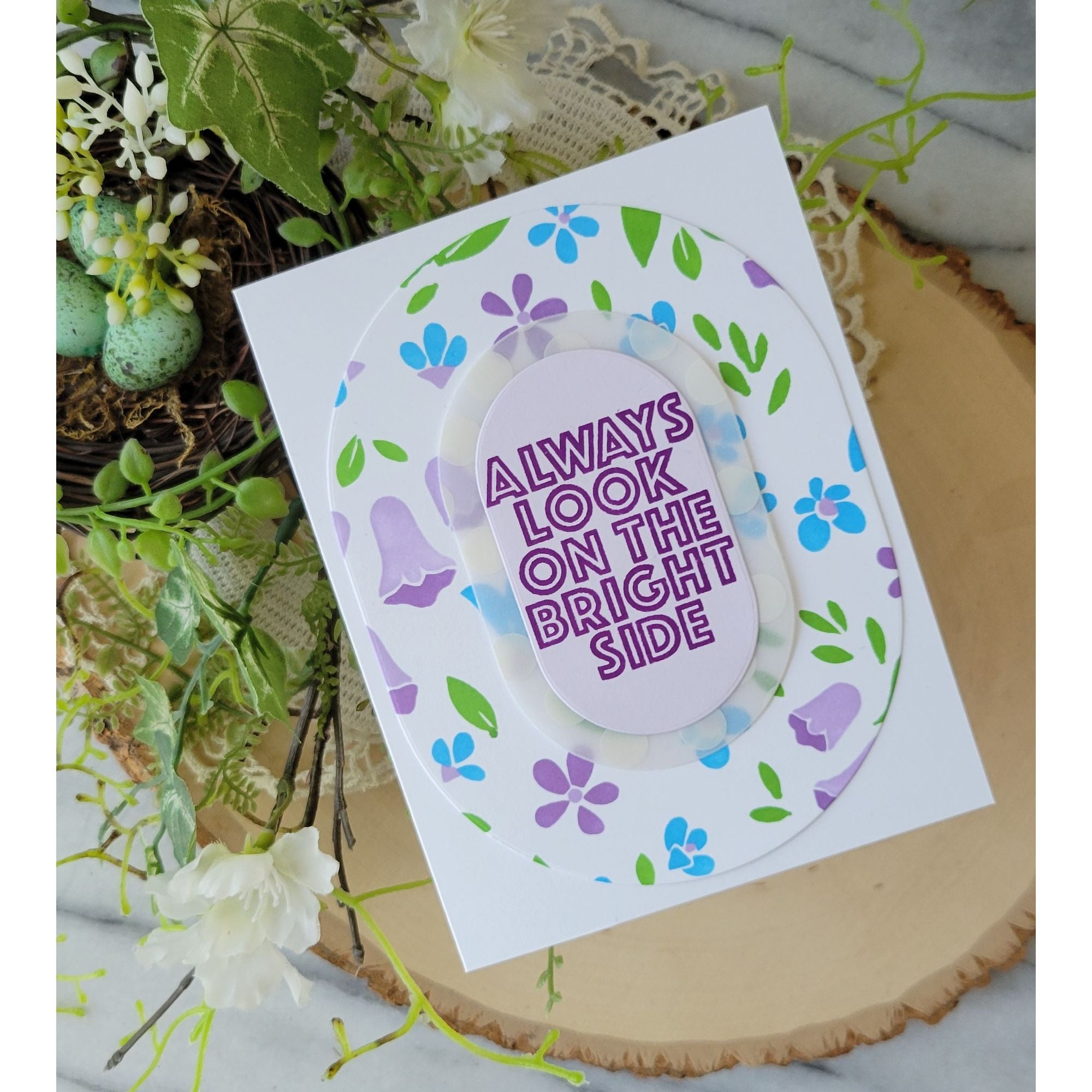 Simon Says Stamp Set of 4 Stencils Bellflower Blossoms 1148st Every Happiness Rosemary Dennis Bright Side Card