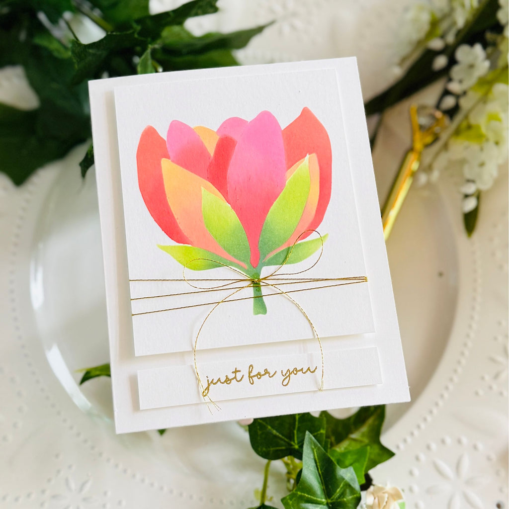Simon Says Stamp Set of 4 Stencils Blooming Flower 1133mtc Shine On Kailash Naidoo Just for You Card