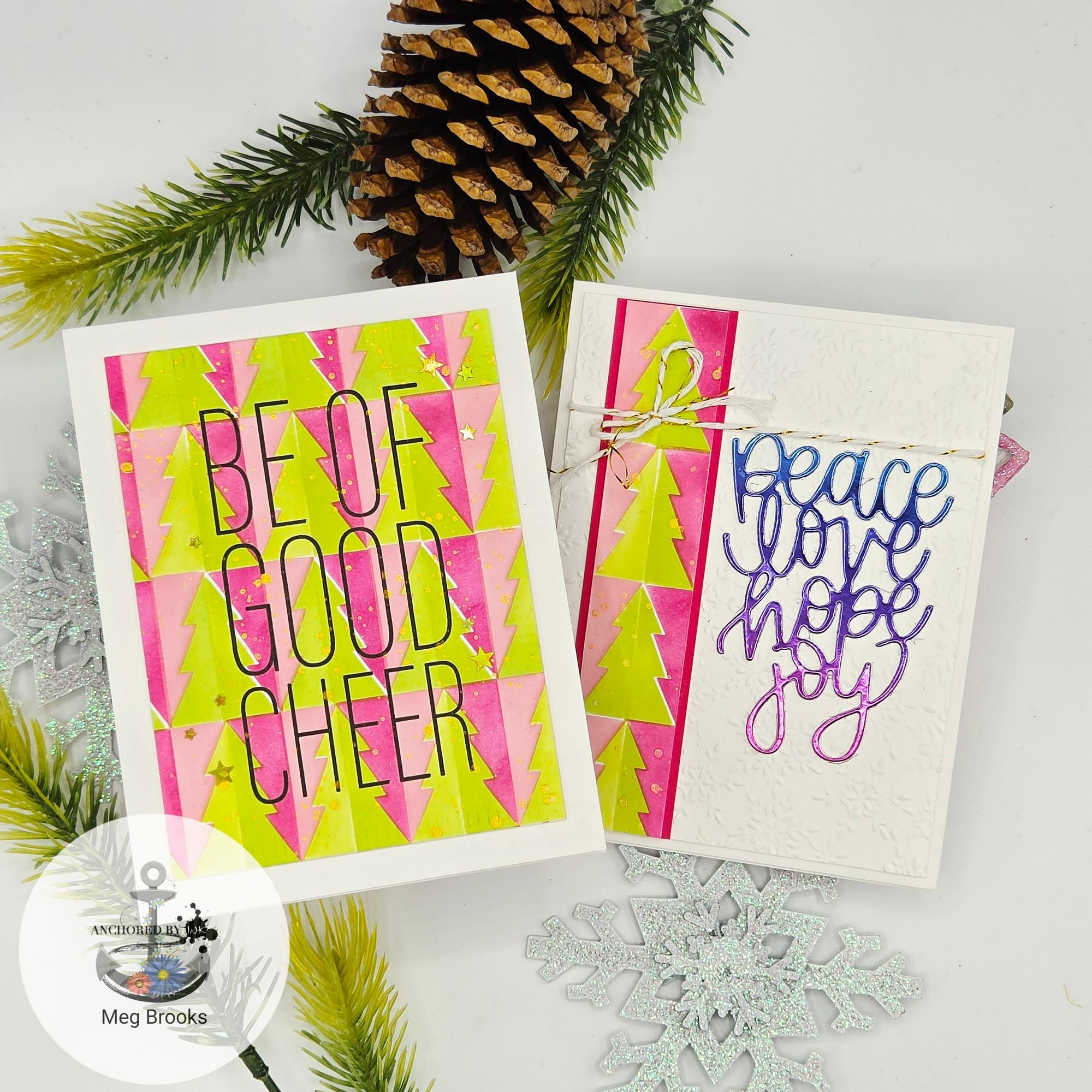 Simon Says Stamp Set of 4 Stencils Christmas Tree Halves 1160mt Stamptember Meg Brooks Holiday Cards