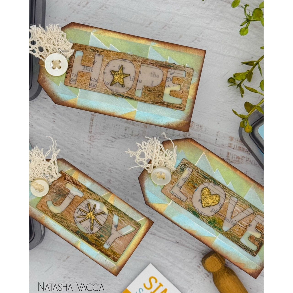 Simon Says Stamp Set of 4 Stencils Christmas Tree Halves 1160mt Stamptember Natasha Vacca Holiday Tags