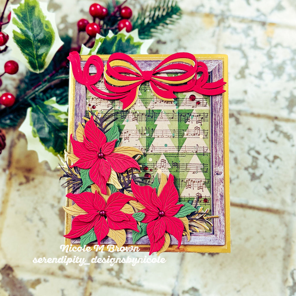 Simon Says Stamp Set of 4 Stencils Christmas Tree Halves 1160mt Stamptember Nicole Brown Holiday Music Card