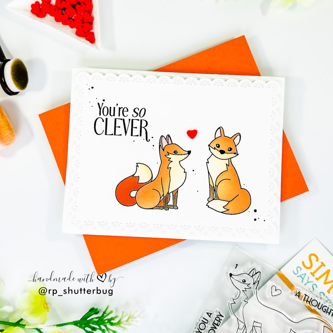 Simon Says Stamp Set of 4 Stencils Clever Fox 1130stc Shine On Revati Panekar Fox Love Card