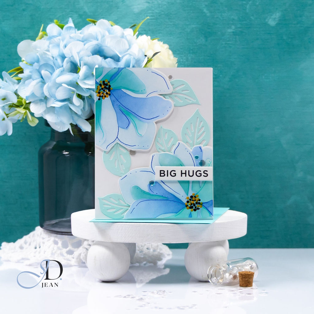 Simon Says Stamp Set of 4 Stencils Impressionistic Flower 1120mtc In My Heart Big Hugs Card | color-code:ALT03