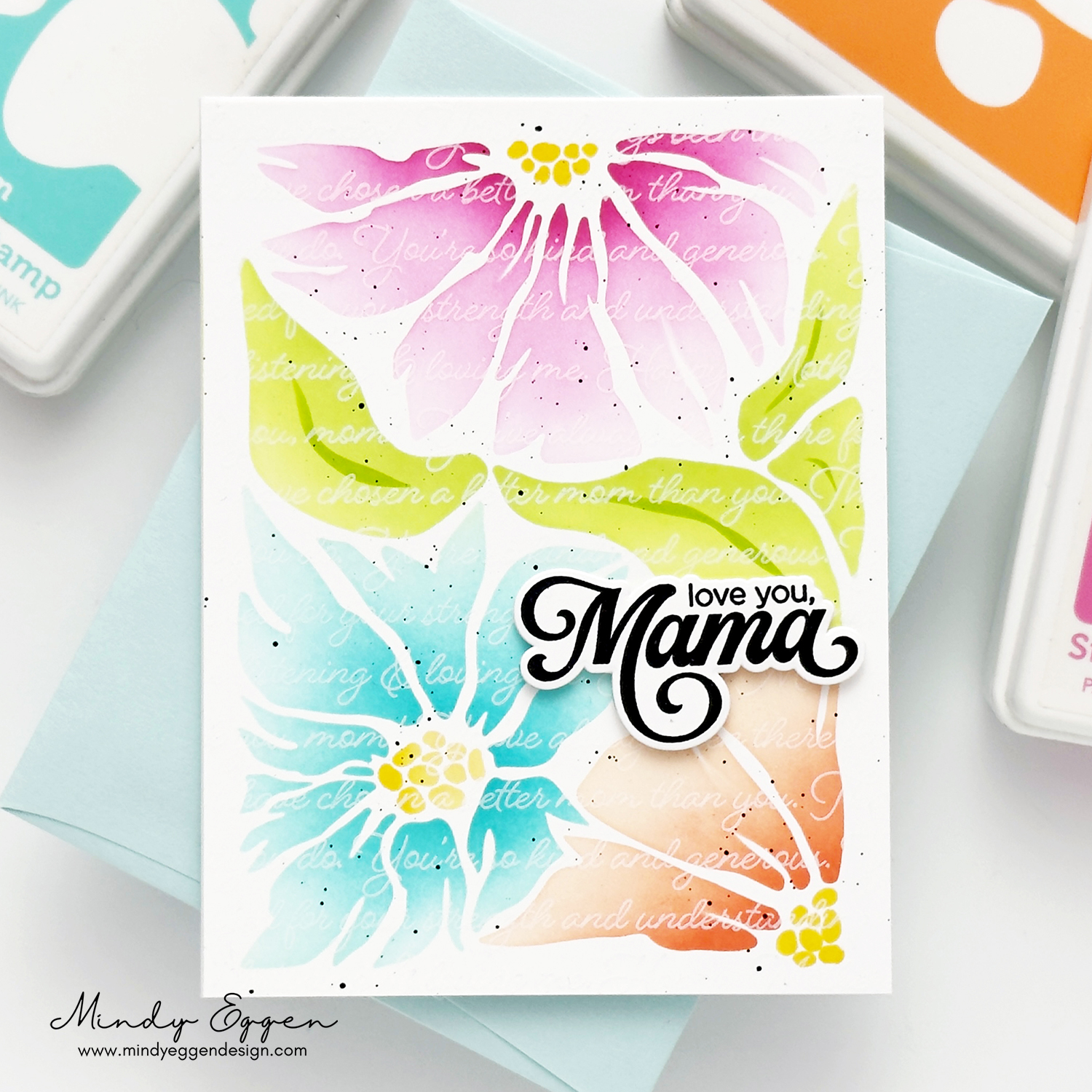 Simon Says Stamp Set of 4 Stencils Impressionistic Flower 1120mtc In My Heart Love You, Mama Card Mindy Eggen | color-code:ALT04