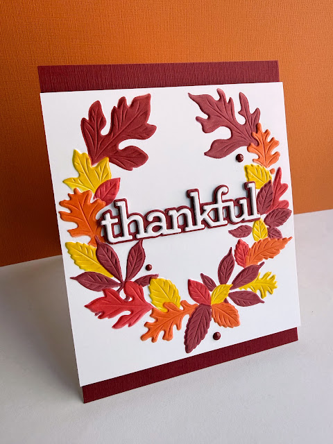 Simon Says Stamp Set of 4 Stencils Leafy Arch Wreath 1180stc Sending Cheer Lisa Addesa Autumn Wreath Thanksgiving Card | color-code:ALT02