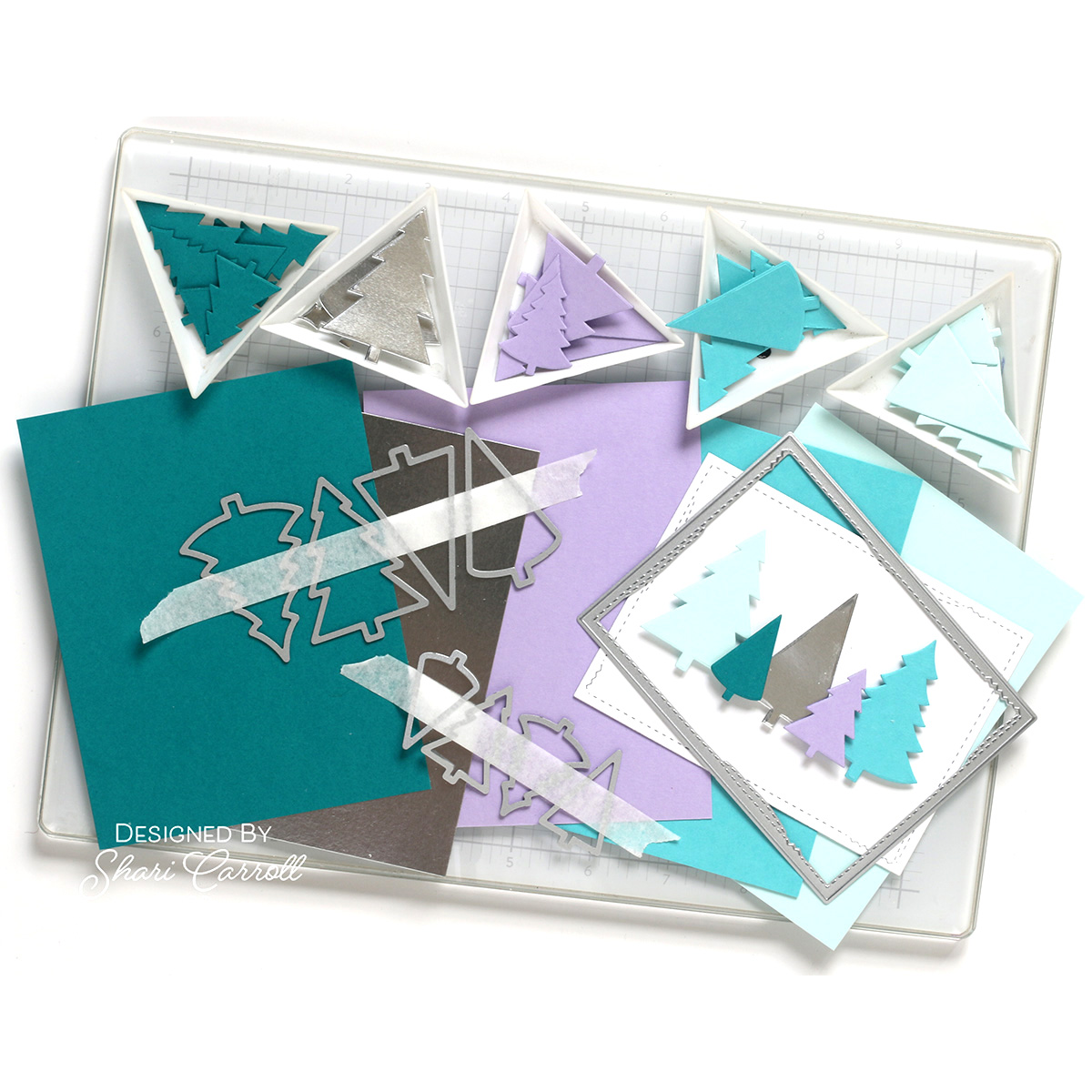 Simon Says Stamp Set of 4 TRIANGLE TRAYS st0085 Shari Carroll Mass Producing Christmas Cards