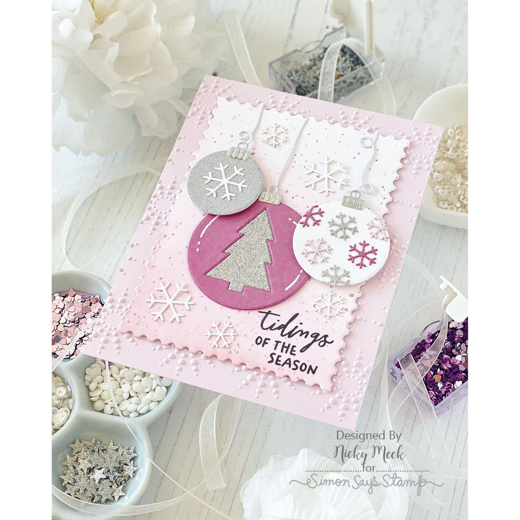 Simon Says Stamp Set of 5 Layering Templates and Wafer Dies Artful Palette Christmas set1247ap Nicky Meek Pink Christmas Card