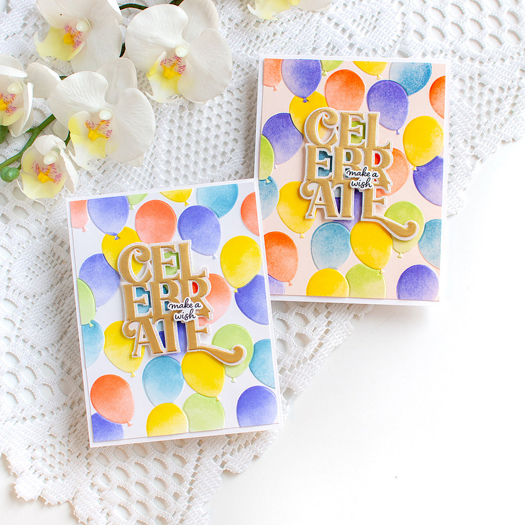 Simon Says Stamp Set of 5 Stencils Party Balloons 1165stc Heather Hoffman Make a Wish Birthday Cards | color-code:ALT02