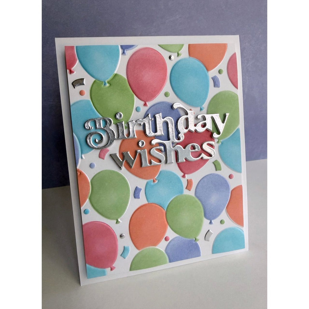 Simon Says Stamp Set of 5 Stencils Party Balloons 1165stc Lisa Addesa Birthday Wishes Card | color-code:ALT03