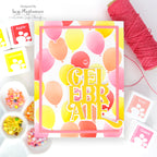 Simon Says Stamp Set of 5 Stencils Party Balloons 1165stc Suzy Plantamura Warm Colors Birthday Card | color-code:ALT06