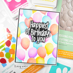 Simon Says Stamp Set of 5 Stencils Party Balloons 1165stc Tracy Ware Colorful Birthday Card