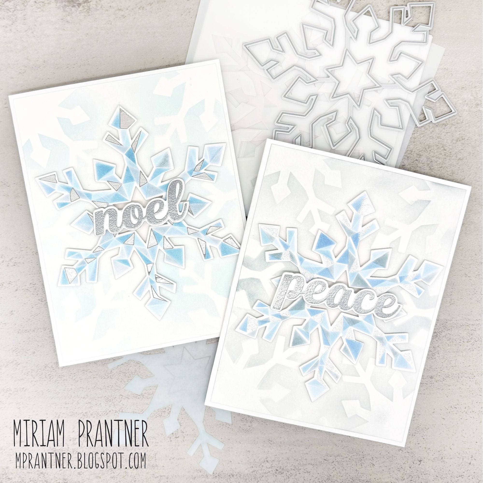 Simon Says Stamp Set of 6 Stencils Fractile Snowflake 1156mtc Stamptember Miriam Prantner Snowy Christmas Cards