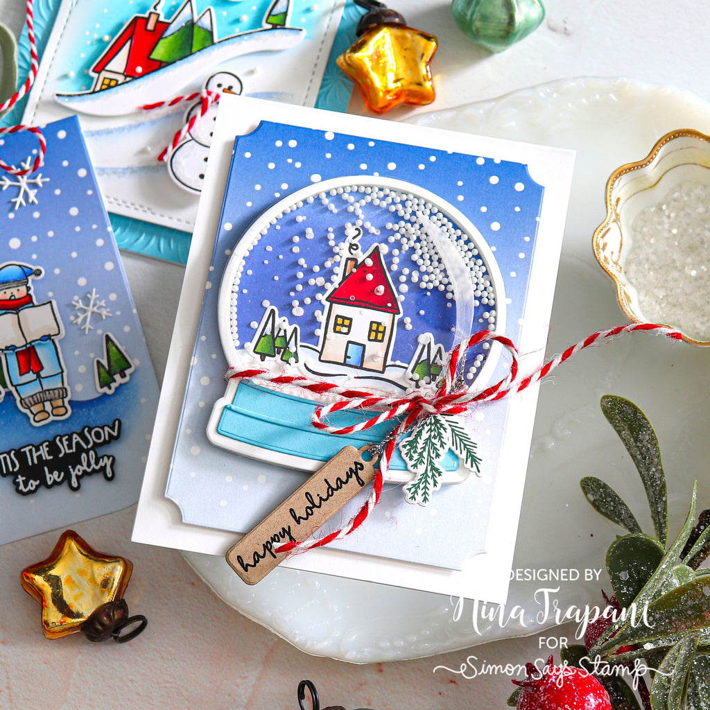 Simon Says Stamp Shaker Balls White 1126ws Nina-Marie Trapani Snow Globe Holiday Home Shaker Card