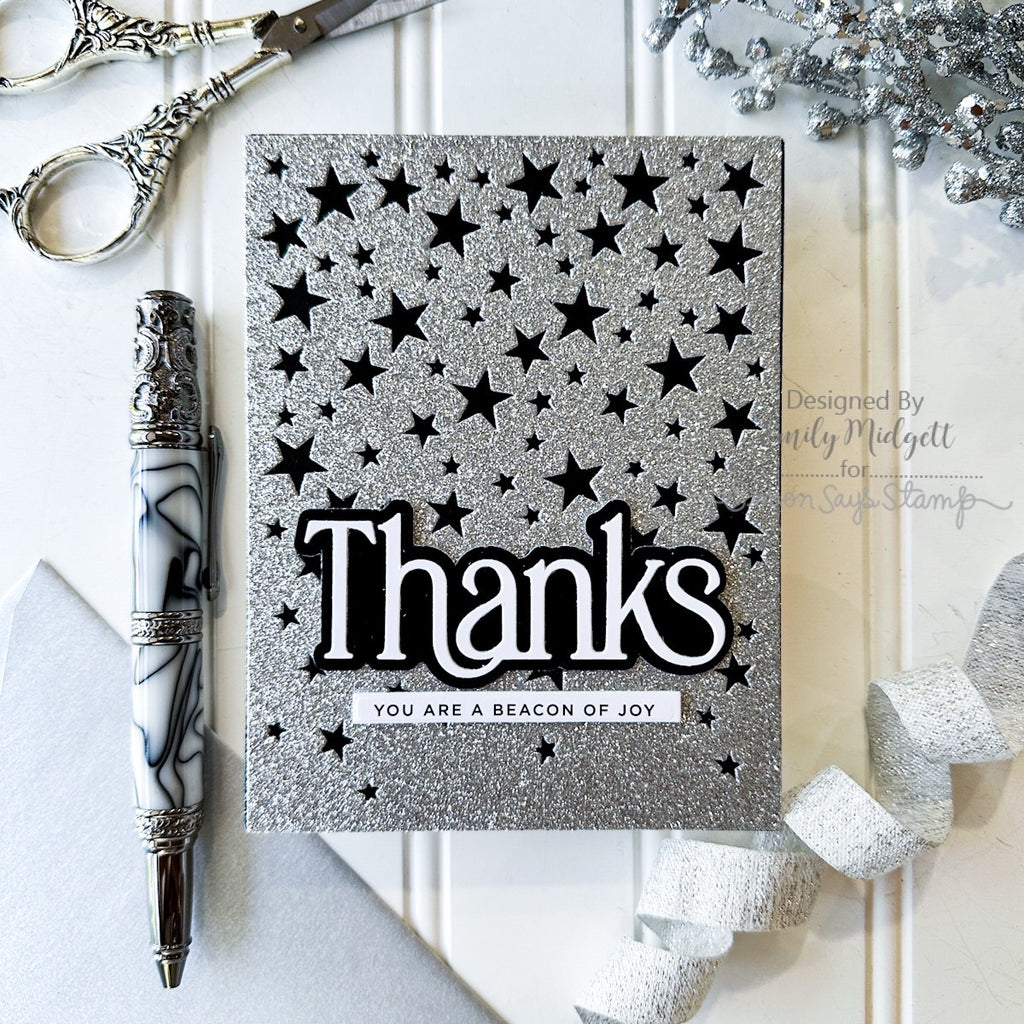 Simon Says Stamp Shine On Collection I Want It All Stand Alone Dies set1275sa Falling Stars Emily Midgett