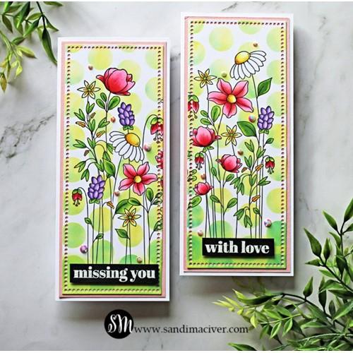 Simon Says Stamp! Simon Says Stamps and Stencils FLORAL GARDEN set595fg Hugs Slimline Floral Cards Sandi MacIver