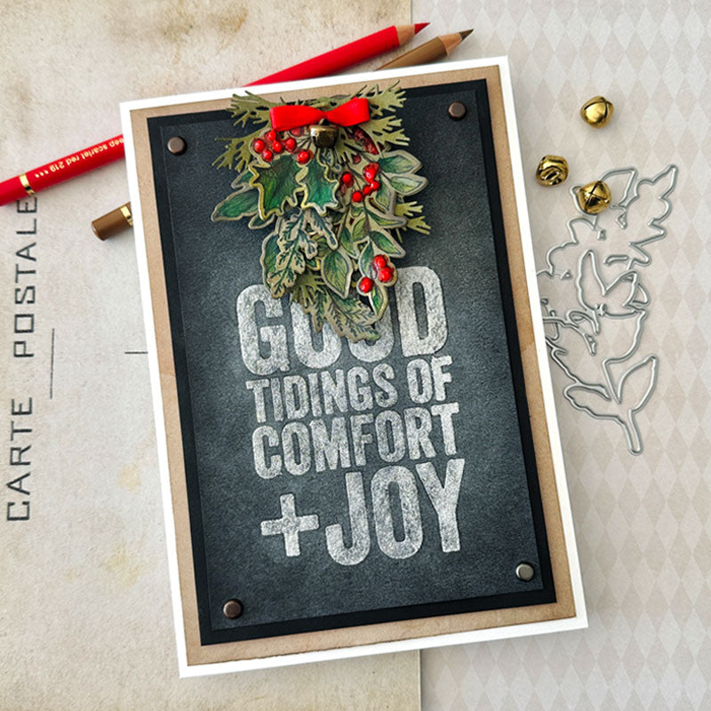 Simon Says Stamp Sketch Greenery Wafer Dies 429sss Renée Bergeron Chalkboard Christmas Card