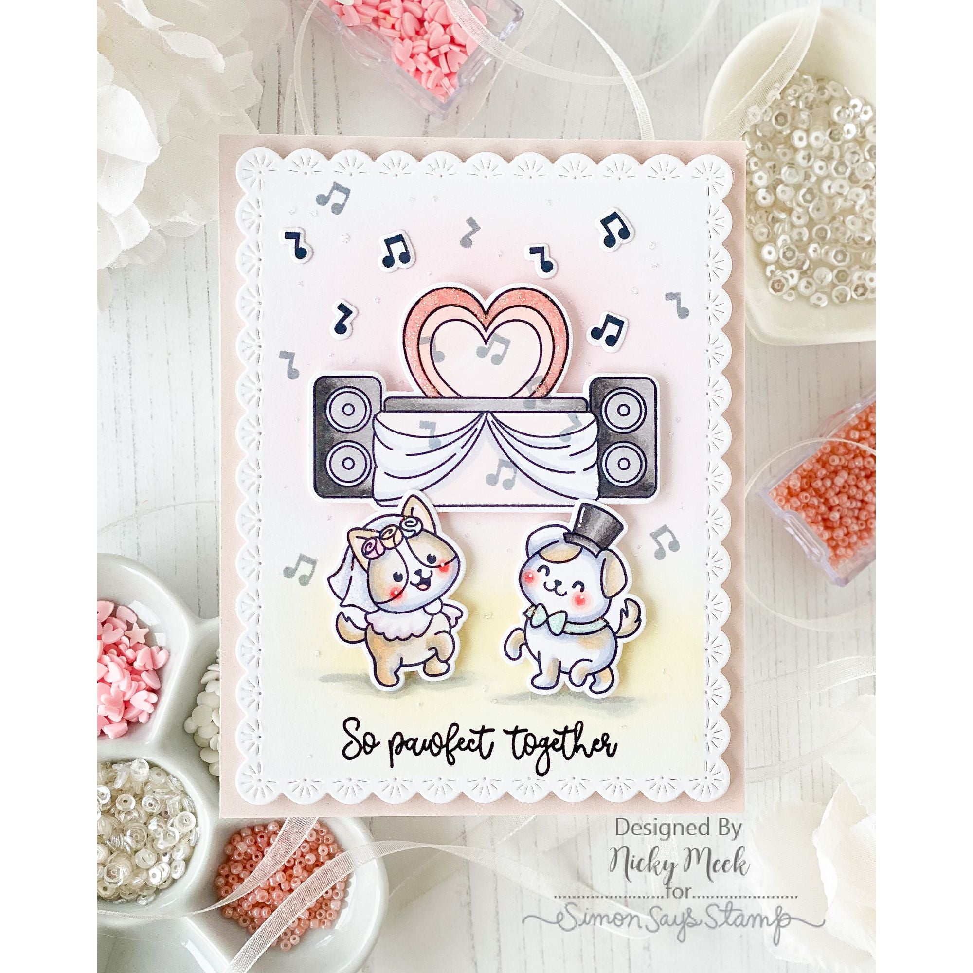 Simon Says Stamp Sparkler Scallop Frames Wafer Dies s1033 Always There Puppy Wedding Card Nicky Meek | color-code:ALT01