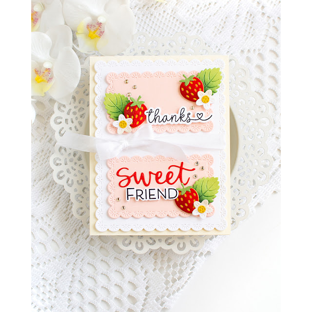 Simon Says Stamp Sparkler Scallop Frames Wafer Dies s1033 Always There Sweet Strawberry Friend Card Heather Hoffman | color-code:ALT02