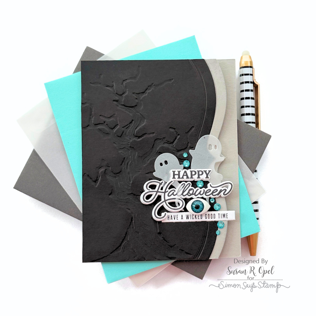 Simon Says Stamp Spooky Halloween EZ Strips 1041ez Stamptember Susan R. Opel Vellum Ghosts Halloween Card