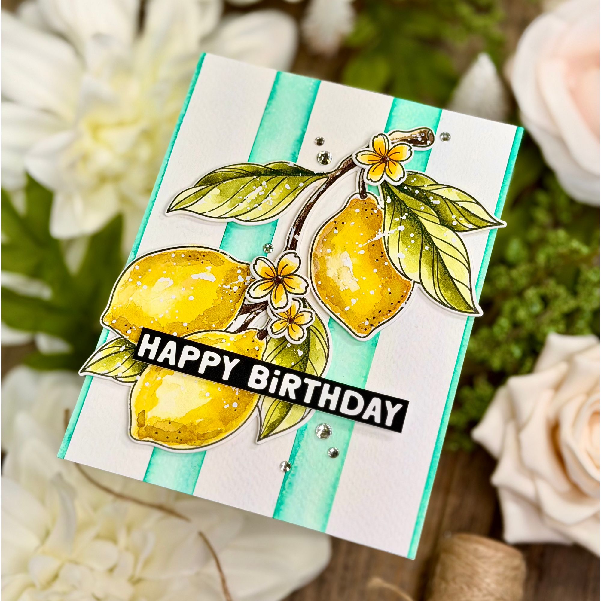 Simon Says Stamp Squeeze You Wafer Dies 1701sdc Every Happiness Joe Sysavath Lemons and Stripes Birthday Card