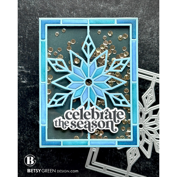 Simon Says Stamp Stained Glass Snowflake Wafer Dies 1762sdc Stamptember Betsy Green Christmas Card