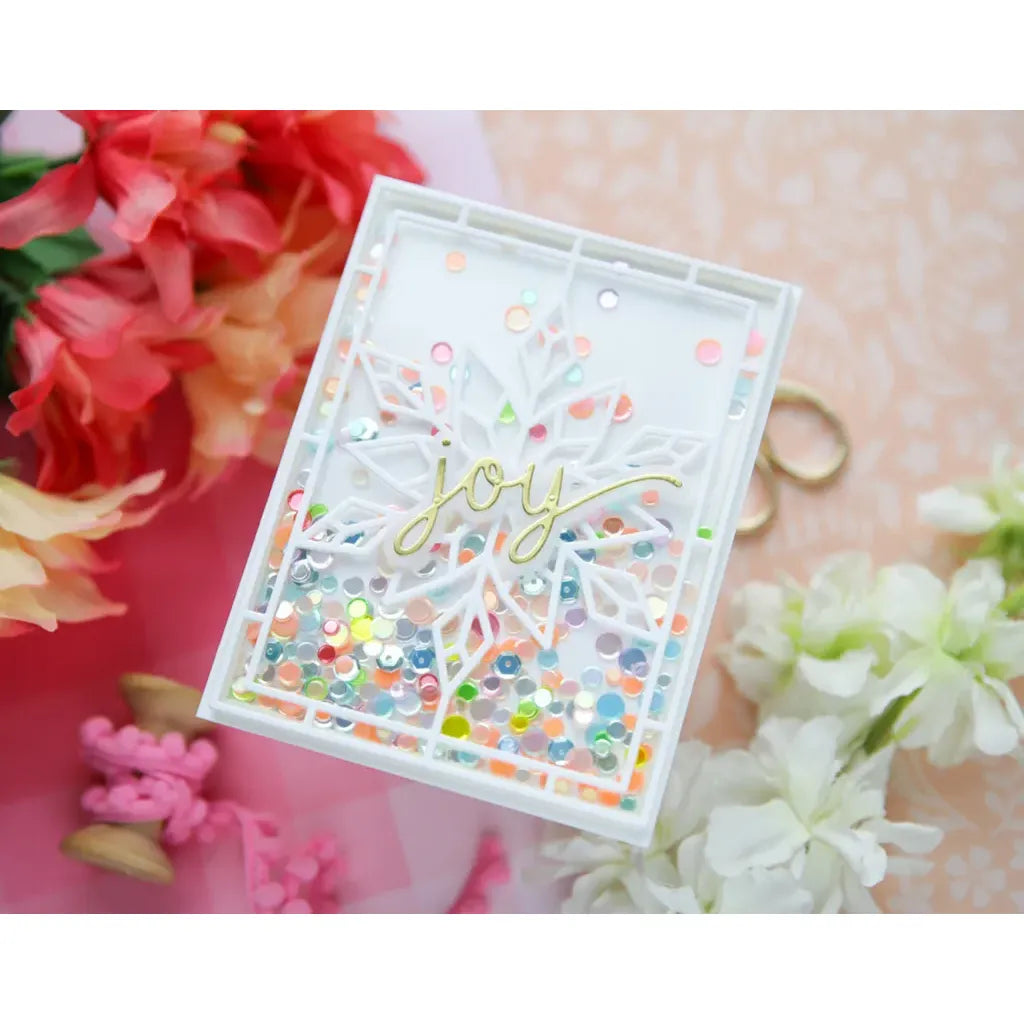 Simon Says Stamp Stained Glass Snowflake Wafer Dies 1762sdc Stamptember Laura Bassen Shaker Joy Card