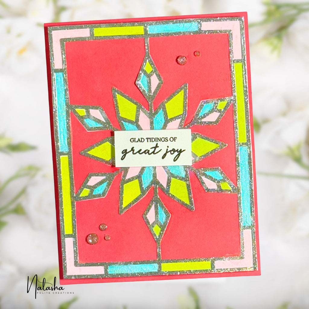 Simon Says Stamp Stained Glass Snowflake Wafer Dies 1762sdc Stamptember Natasha Polite Colorful Christmas Card