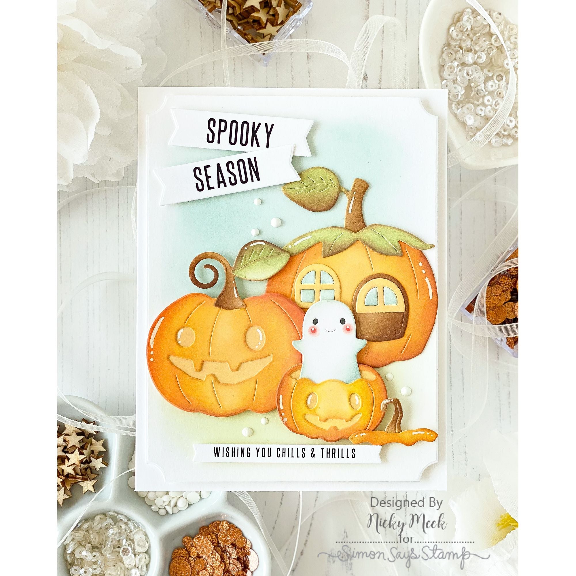Simon Says Stamp Stamptember Stand Alone Wafer Dies I Want It All Fall set1358sah Peekaboo Pumpkin