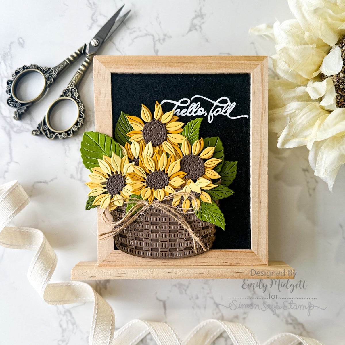 Simon Says Stamp Stamptember Stand Alone Wafer Dies I Want It All Fall set1358sah Sunflower Basket