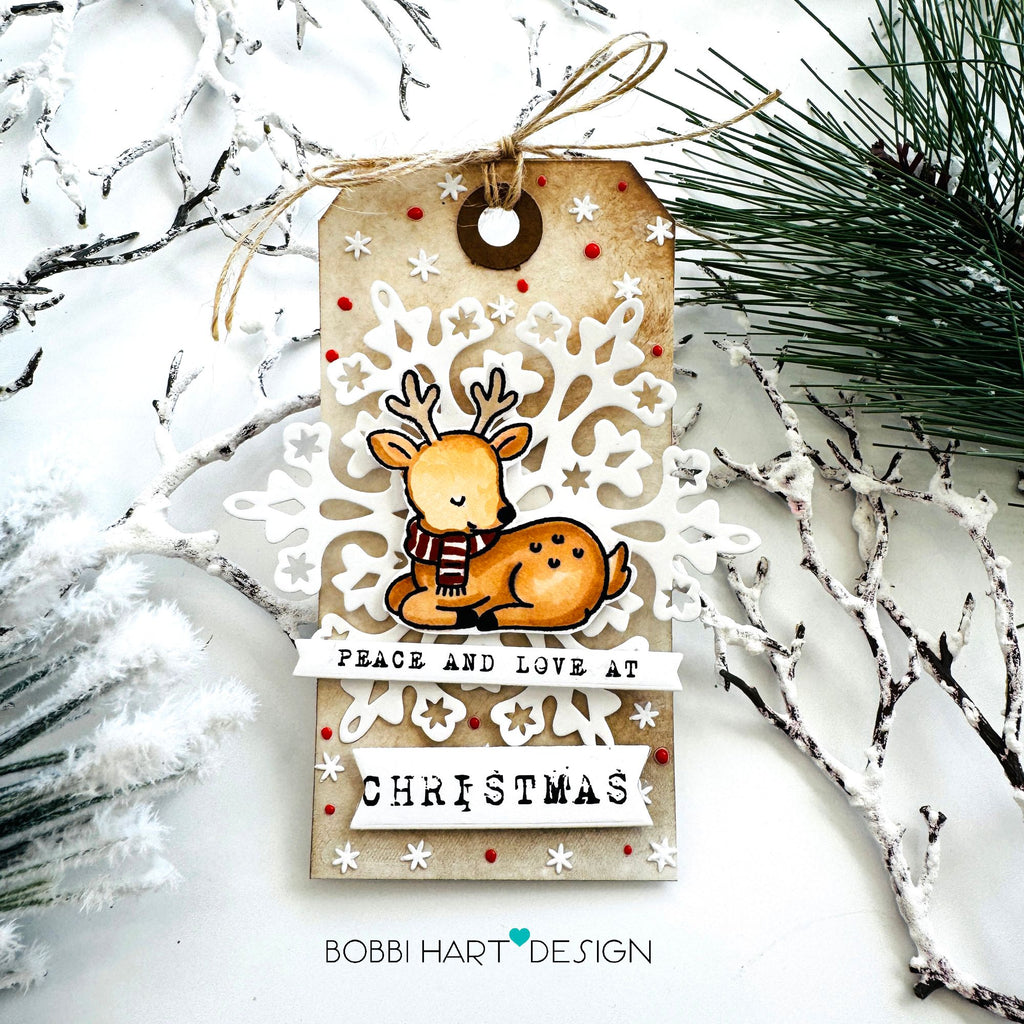 Simon Says Stamp Starlet Snowflake Wafer Dies 1666sd Sending Cheer Bobbi Lemanski Cute Deer Christmas Tag
