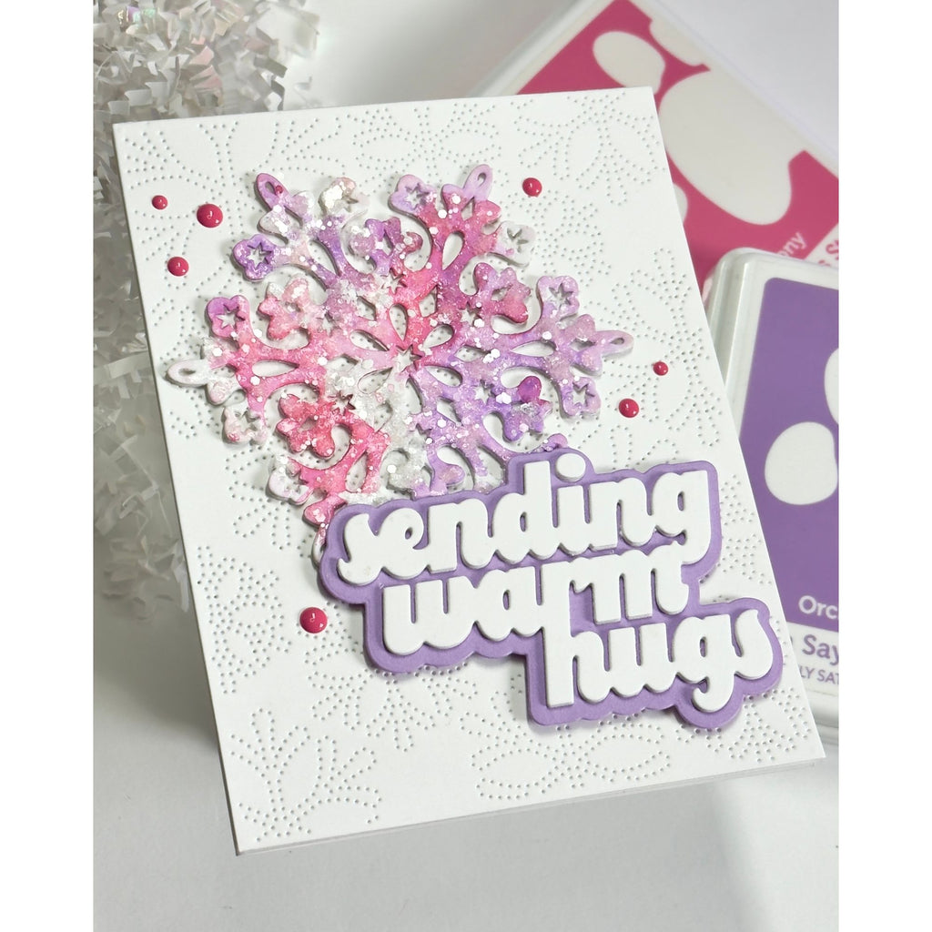 Simon Says Stamp Starlet Snowflake Wafer Dies 1666sd Sending Cheer Karen Downs Wintry Warm Hugs Card