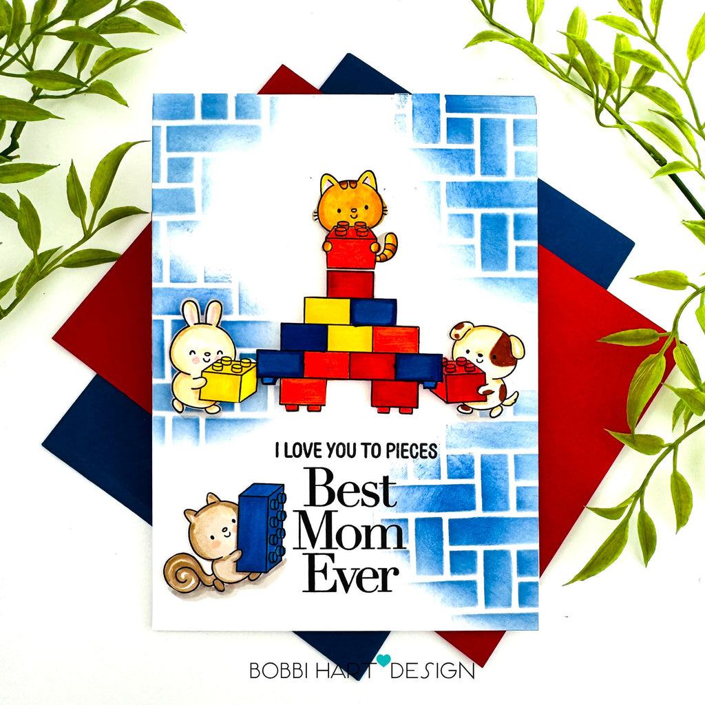 Simon Says Stamp Stencil Big BasketWeave 1129st In My Heart Best Mom Ever Card