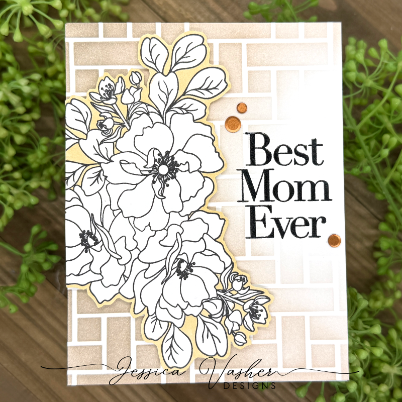 Simon Says Stamp Stencil Big BasketWeave 1129st In My Heart Best Mom Ever Card