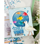 Simon Says Stamp Stencil Brick Wall 1121st Shine On Chill Vibes Seagull and Fish Card Nichol Spohr | color-code:ALT03